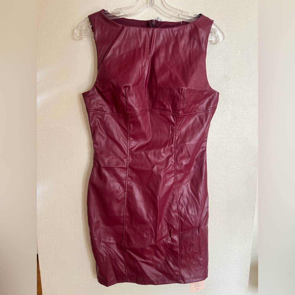 SHEIN Burgundy Faux Leather Dress